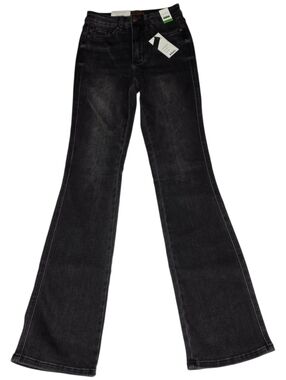 NWT Judy Blue Black Bootcut Jeans Long Inseam High Rise Size 0/24